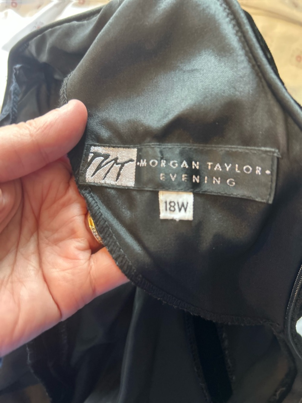 VTG 80s 90s Morgan Taylor Black Velvet Evening Gown 18W Retro Party Prom Bow - Picture 9 of 11